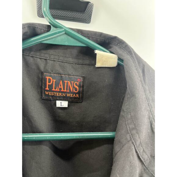 Plains Western Wear Black Pearl Snap Shirt Mens L Long Sleeve Cowboy Rodeo - Picture 2 of 6